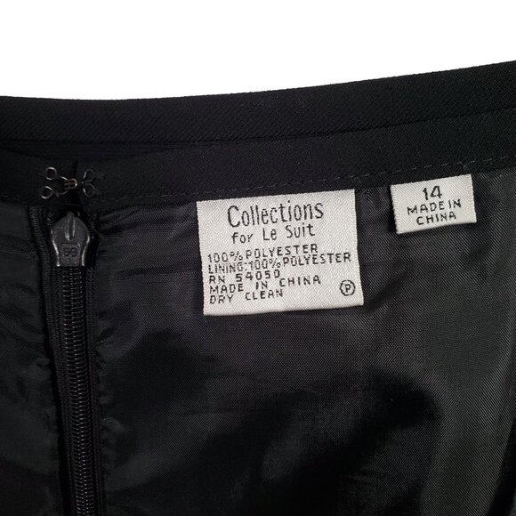 Le Suit Collections Sz 14 Skirt Flirty Pleated Trim Hem Lined Midi Formal Black - Picture 6 of 6